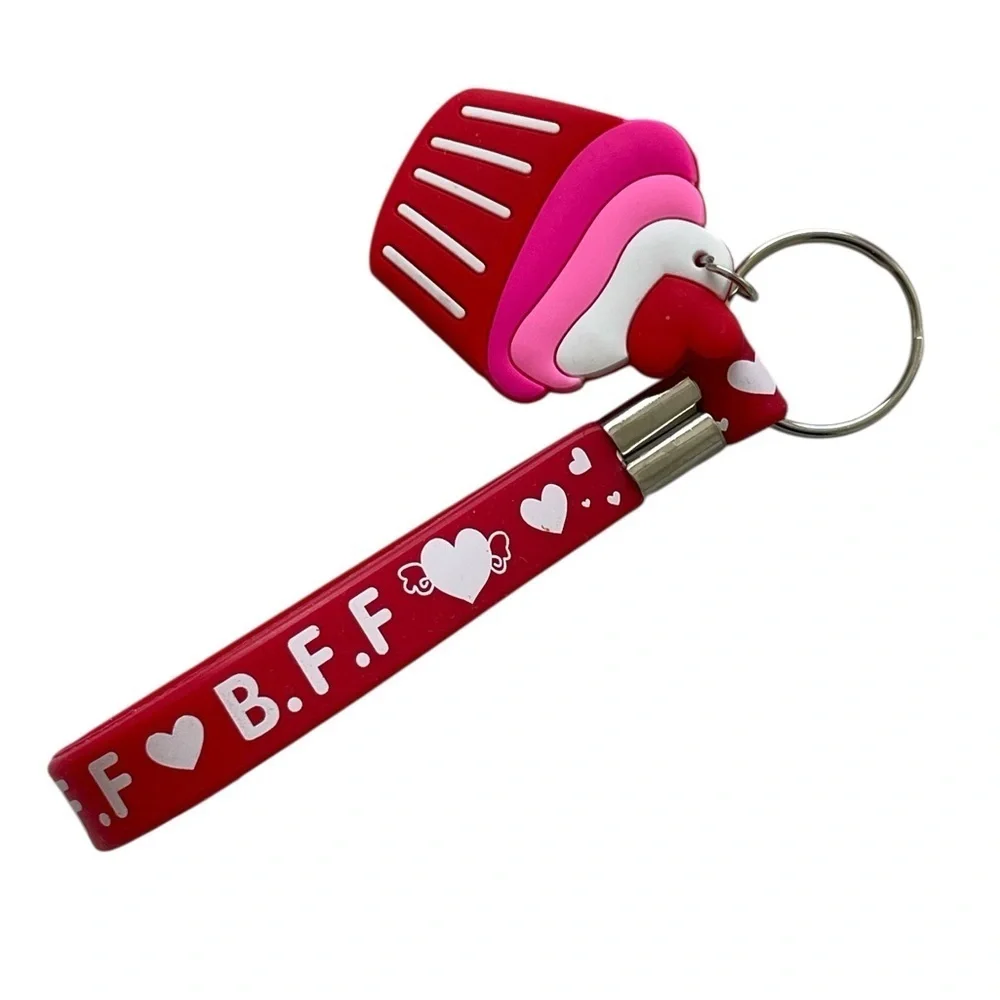Red Cupcake B.F.F. Keychain